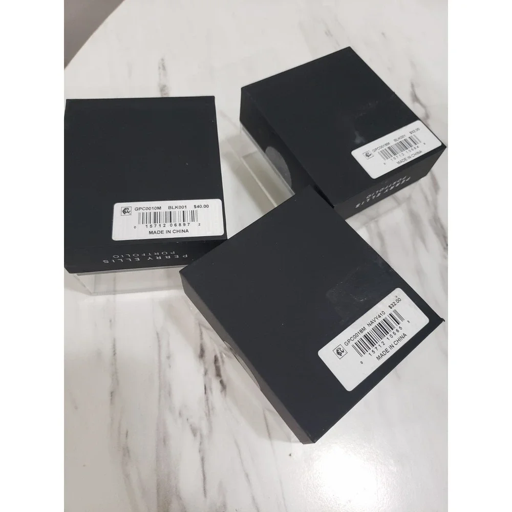LOT 3 Navy Blue Black Silver Perry Ellis Portfolio Men's‎ Silk Knot Cufflinks